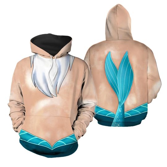 King Triton Costume Hoodie Jogger Set, The Little Mermaid Dad Cosplay Shirt