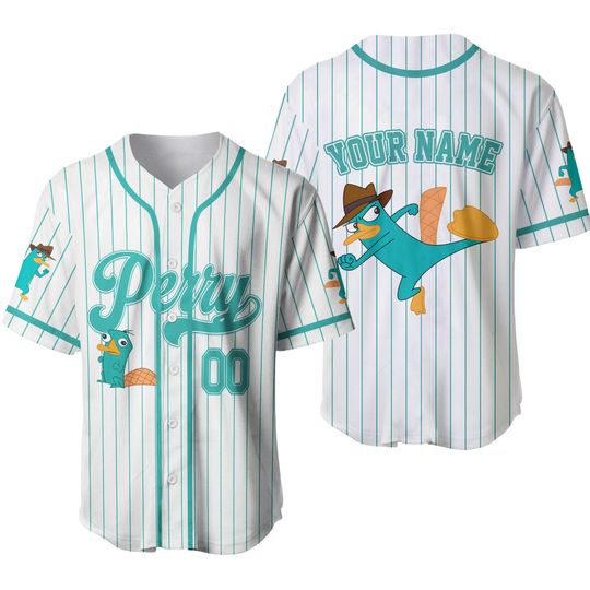 Personalized Perry the Platypus Phineas and Ferb Baseball Jersey, Disney Perry Jersey Shirt, Disney Baseball Team Outfit, Birthday Gift