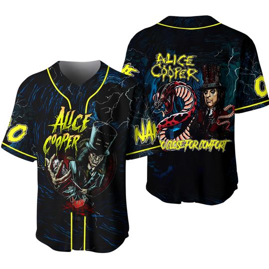SALE!!_ Alice Cooper Too Close For Comfort Custom Baseball Jersey Shirt