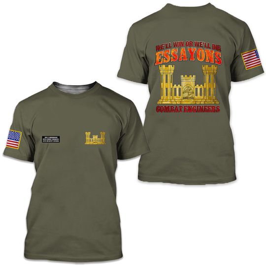 Custom Name US Army Combat Engineer Essayons AOP Shirt 3D shirt Full Size