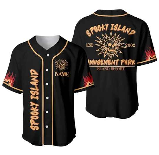 Spooky Island Personalized Baseball Jersey, Halloween Nostalgia