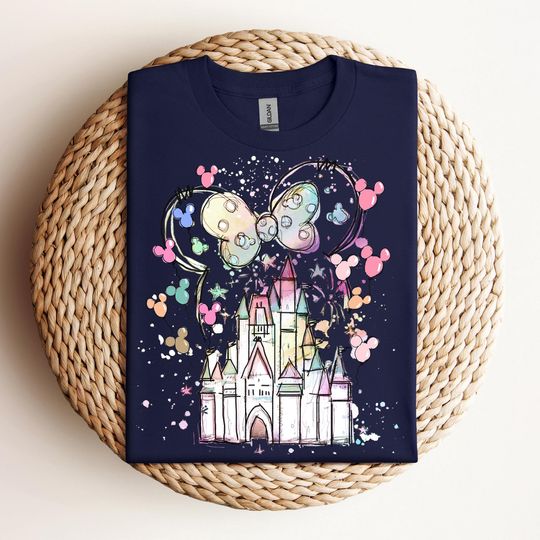 Retro Happiest Place on Earth Shirts, Disney Minnie Mouse Castle Shirt, Disney Castle Floral Tee, Magic Kingdom Family Tee, Disneyland Shirt