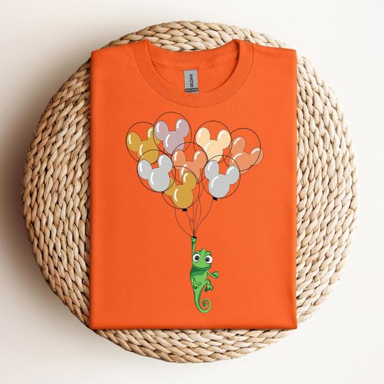 Discover Disney Pascal with Mickey Balloon Shirt, Cute Pascal Rapunzel T-Shirt, Disneyland Family Vacation Shirt, Disney Matching Birthday Gift Tee