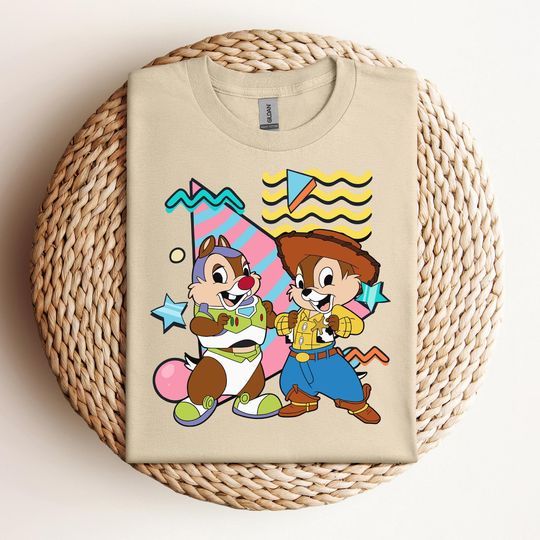 Funny Chip 'n Dale Costume Woody and Buzz Lightyear Retro 90s Shirts, Disney Toy Story Characters Tee, Disneyland Family Vacation 2025 Trip