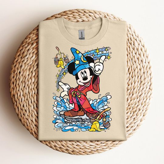 Disney Fantasia Sorcerer Mickey Mouse Magic Wizard Retro Shirt, Magic Kingdom T-shirt Family Birthday Gift Adult Kid Toddler Tee