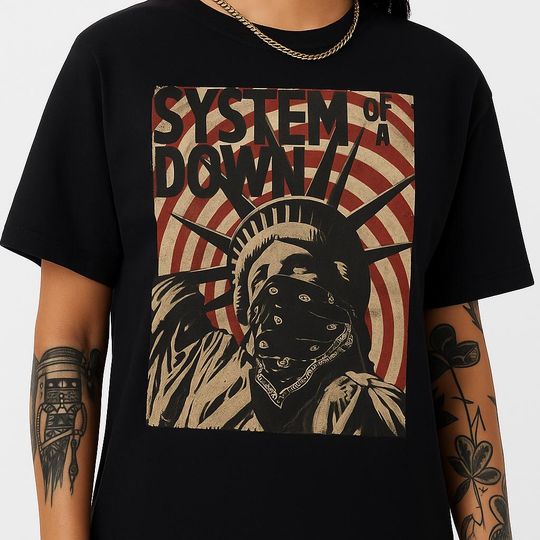 SYSTEM OF DOWN Vintage Tee Liberty Statue Rock Band Shirt