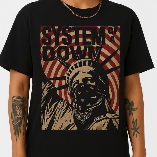 SYSTEM OF DOWN Liberty Protest T-Shirt Nu Metal Rock Band Merch