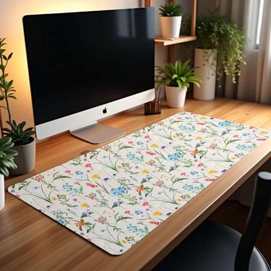 Discover Wildflower Garden Floral Desk Mat for Office or Home Workspace