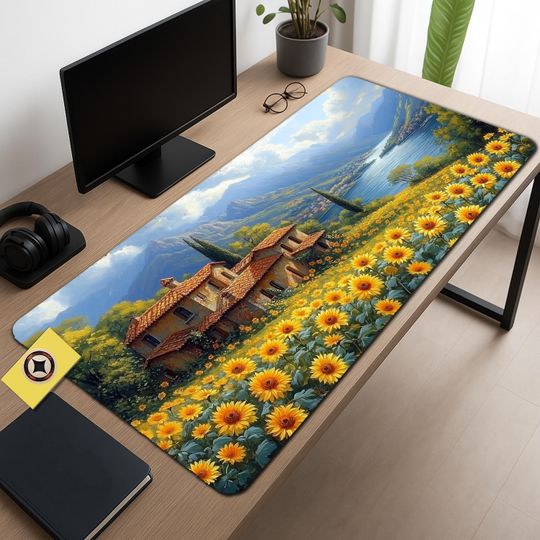 Discover Sunflower Tuscany Mouse Pad - Mediterranean Cottage Desk Mat