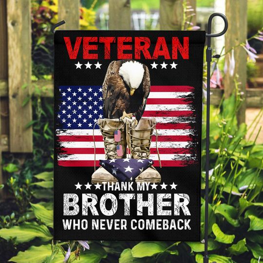 Proud Veteran Garden Flag, Military Garden Flags, Patriotic Memorial Day Flag