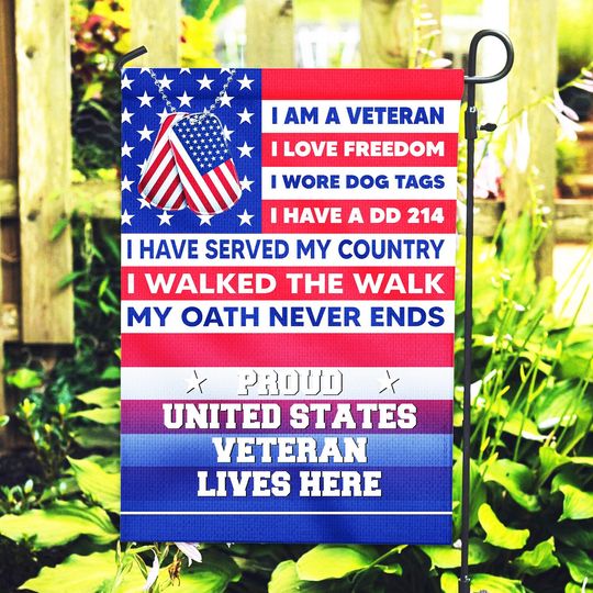 Discover Proud Veteran Garden Flag, Memorial Military Garden Flag, Military Veteran Flag