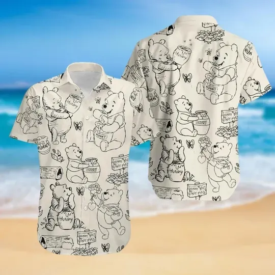 Discover Winnie The Pooh Hawaiian Shirt, Pooh Bear Lover Gift, Summer Beach Shirt