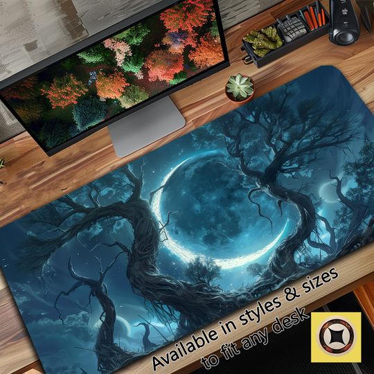Discover Druid Moon Desk Pad - Witchy Gaming Playmat for Desk Decoration