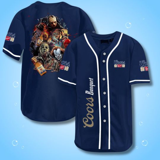 Discover Horror Movie Baseball Jersey: Classic Villains & Beer Parody - Halloween Costume