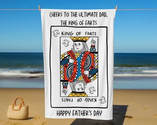 Discover Custom King of Farts Beach Towel, Funny Birthday Gift, Happy Father's Day Gift