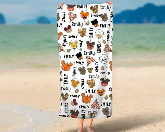 Discover Personalized Halloween Baby Beach Towels, Cartoon Ghost