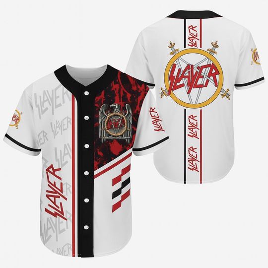 Slayer Baseball Jersey Thrash Metal Band Button-Up Tee