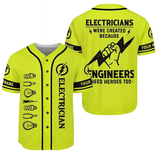 Discover Custom Electrician Heroes Baseball Jersey Engineers Need Heroes Too Tee