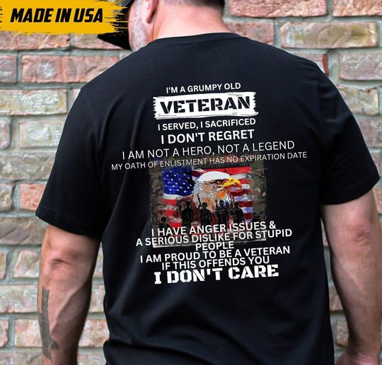 Grumpy Old Veteran T-Shirt, Fathers Day Gift, Military Veteran Shirt, Gift for Him