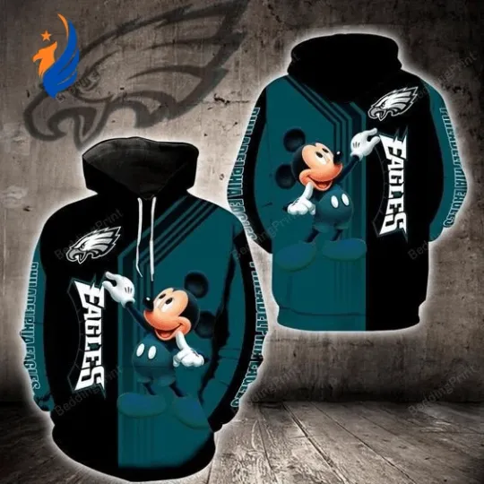 Discover Philadelphia Team Eagless Mickey Mouse 3D Hoodie