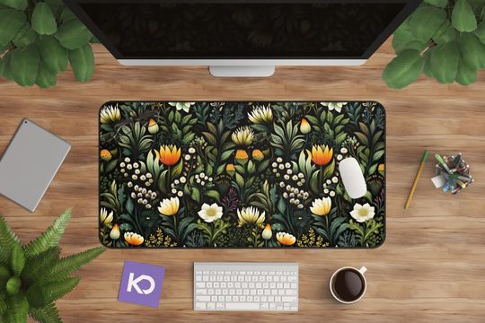 Discover Floral Desk Mat: Botanical Green Leaf Vine Mousepad