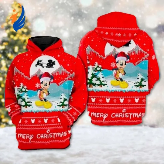 Discover Mickey Mouse Christmas 3D Hoodie, Cartoon Character Hoodie