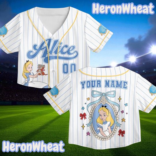 Custom Disney Alice in Wonderland Crop Top Jersey, Womens Baseball Croptop Shirt, Princess Game Day Jersey, Matching Disney Trip Croptop