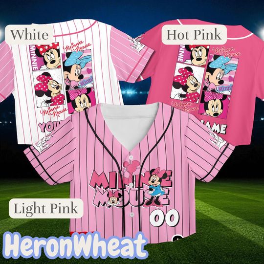 Discover Personalized Disney Minnie Mouse Crop Top Jersey, Custom Disneyland Croptop Baseball Jersey, Minnie Birthday Outfit, Gift for Disney Fans