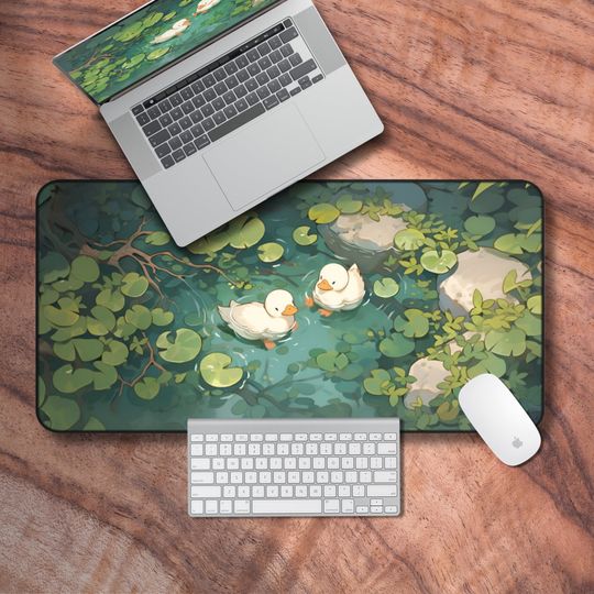 Discover Cute Duck Gaming Mouse Pad, Kawaii Desk Mat, Lofi Desk Accessories for Gamers