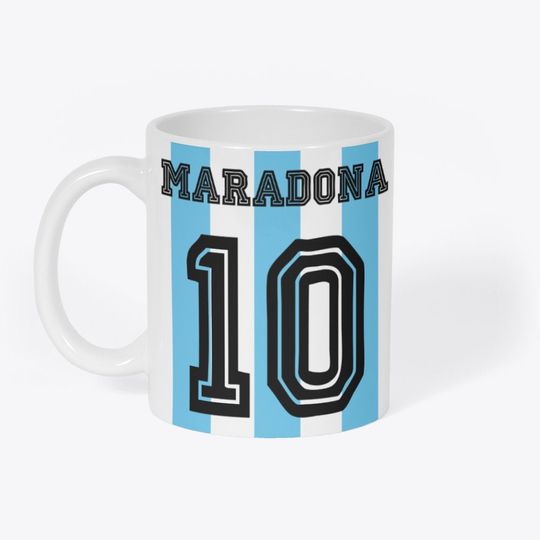Discover Maradona Retro Kit Football World Cup Soccer Argentina Novelty Gift White Coffee Tea Mug
