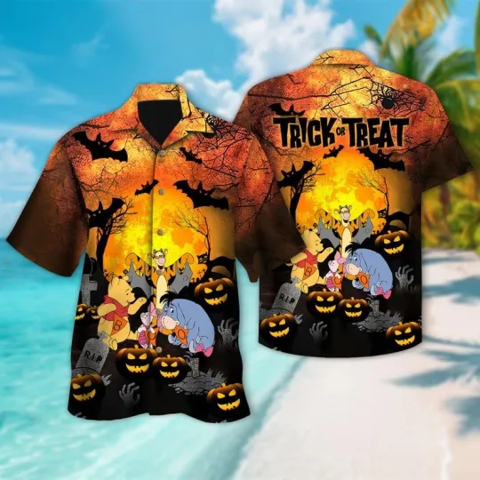 Pooh Bear & Friends Halloween Spooky Night Trick Or Treat Hawaiian Shirt