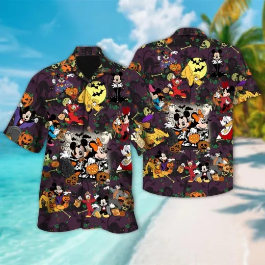 Discover Mickey & Friends Halloween Cosplay Party Trick Or Treat Hawaiian Shirt