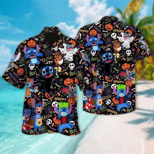 Discover Stitch Costume Halloween Trick Or Treat Spooky Season Hawaiian Shirt