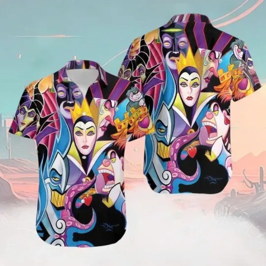 Discover Cartoon Villains Bad Witches Halloween Spooky Season Enchanting Hawaiian Shirt