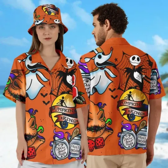 Discover Jack Skellington Oogie Boogie & Zero Dog Spooky Halloween Hawaiian Shirt