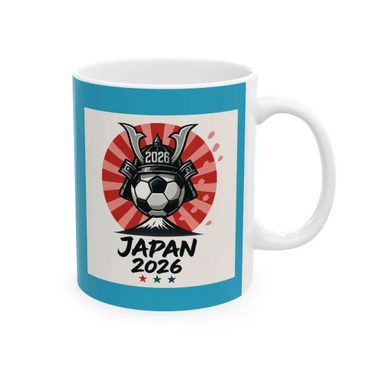 World Cup 2026 Japan Ceramic Mug, Soccer Fan Gift, Soccer Coffee Cup, Football