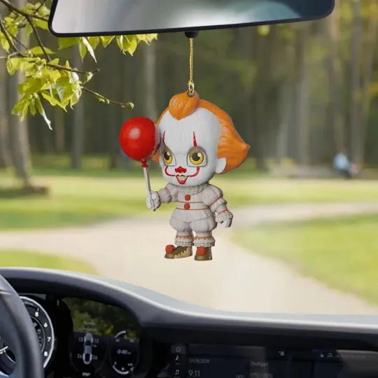 Horror Pennywise It Car Ornament, Halloween Pennywise Clown Ornament Gift Decor