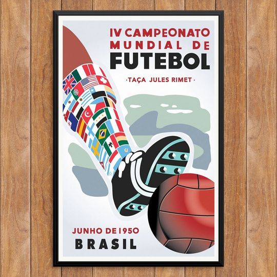 Discover Brazil Futebol 1950 Soccer Print