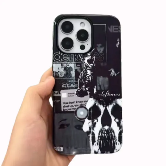 Halloween Grunge Skull iPhone Case, Dark Aesthetic Phone Cover, Edgy Rock Style