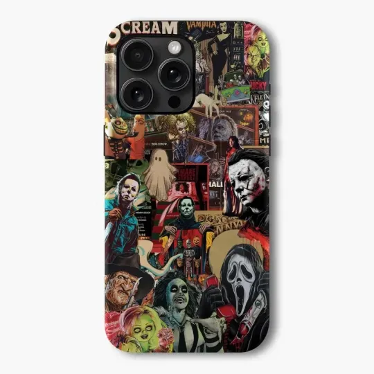 Discover Retro Halloween Horror Movie iPhone Case, Vintage Scary Film Fan Phone Cover