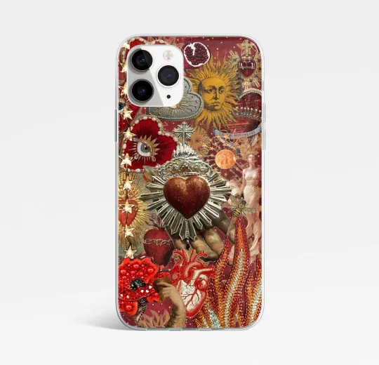 Sacred Heart Vintage Catholic iPhone Case, Religious Art Tough Cover