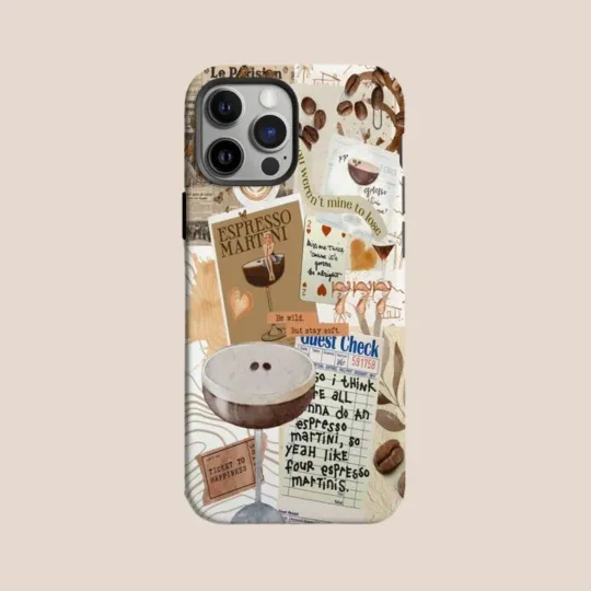 Discover Espresso Martini Aesthetic Phone Case | Coffee Collage iPhone Cover Gift
