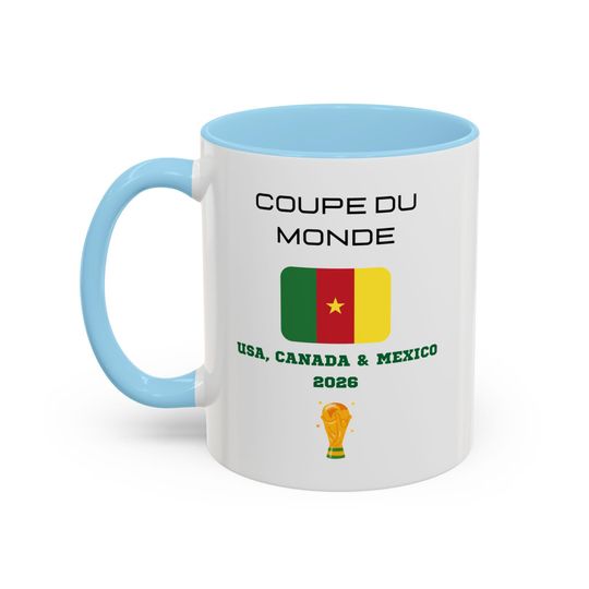 CAMEROON Football World Cup 2026 Accent Coffee Mug, Soccer Football Fan, FIFA, Football World Cup Coffee Cup