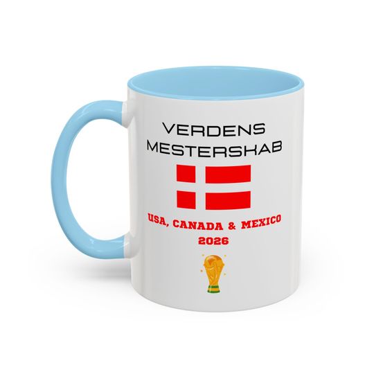 Denmark Football World Cup 2026 Accent Coffee Mug, Soccer Football Fan, FIFA, Football World Cup Coffee Cup