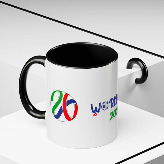 World Cup 2026 Accent Coffee Mug | football Soccer Fan Gift, Sports Collectible, Personalize for Celebrations, Cheer Accessories