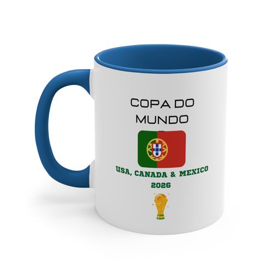 PORTUGAL Football World Cup 2026 Accent Coffee Mug, Soccer Football Fan, FIFA, Football World Cup Coffee Cup, Football Fan Cup