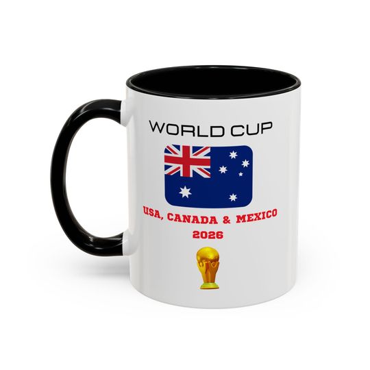 Australia Football World Cup 2026 Accent Coffee Mug, Qatar Fifa World Cup Mug, Qatar 2026 Mug, Soccer Football Fan