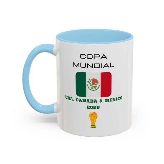 MEXICO Football World Cup 2026 Accent Coffee Mug, Soccer Football Fan, FIFA, Football World Cup Coffee Cup, Football Fan Cup