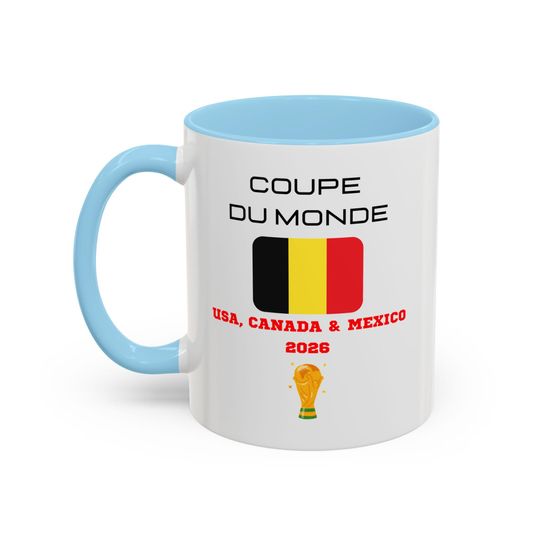 BELGIUM Football World Cup 2026 Accent Coffee Mug, Soccer Football Fan, FIFA, Football World Cup Coffee Cup