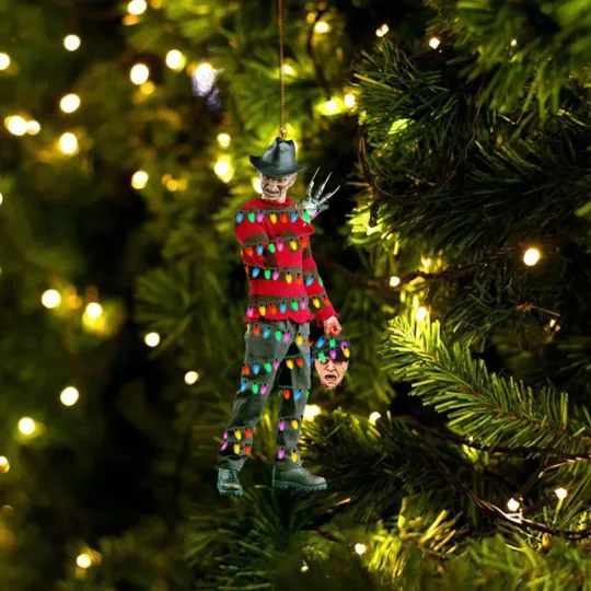 Personalized Freddy Krueger Car Ornament, Halloween Freddy Krueger Ornament Gift